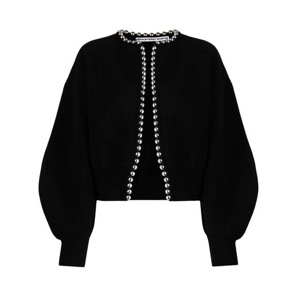 ALEXANDER WANG pre-loved pearl placet cardigan in black - Picture 5 of 5